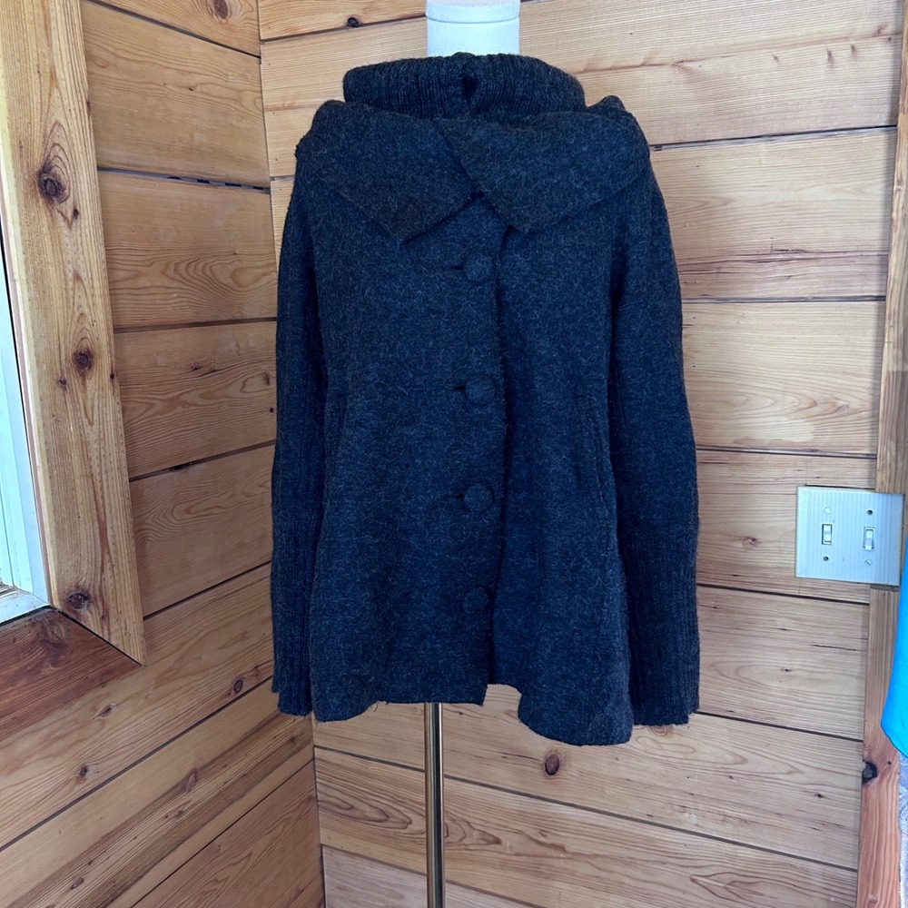 Alpaca Wool Jacket Womens Medium Charcoal Gray Coat Peruvian Connection